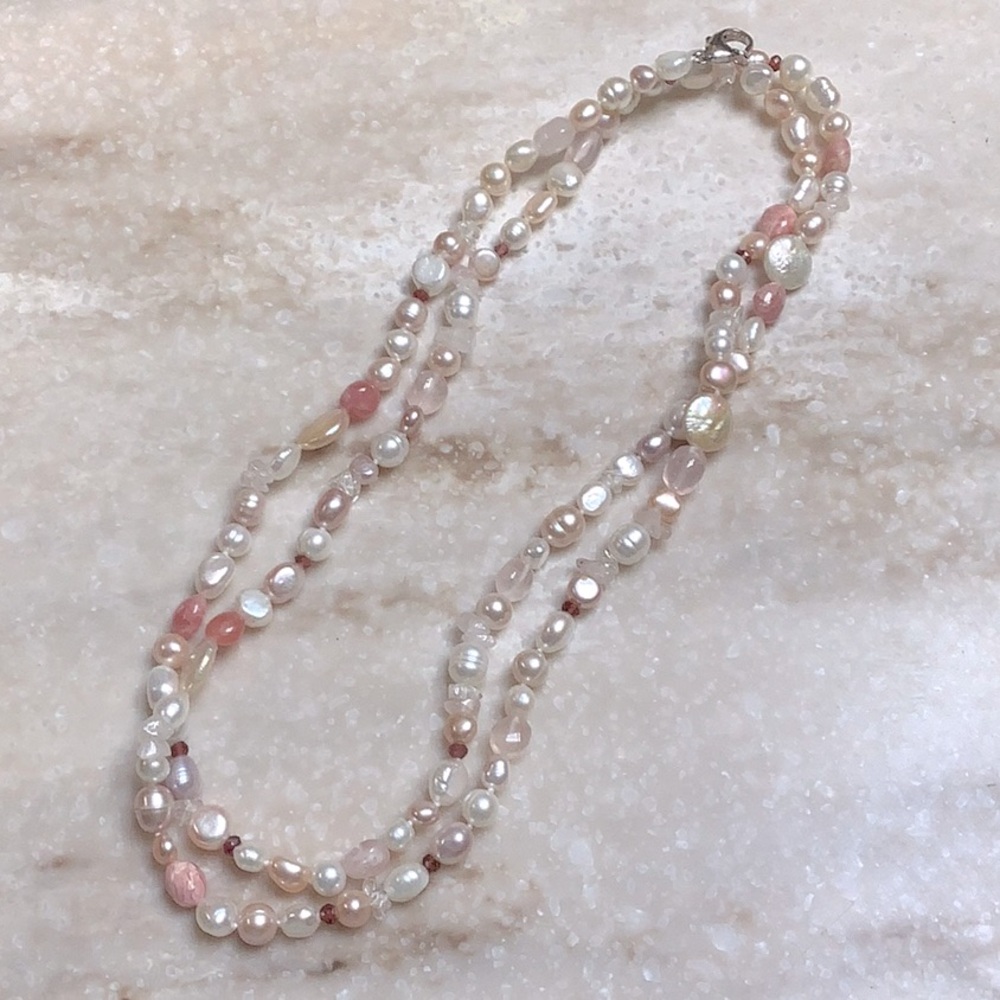 😍 Honora Pearl & Rose Quartz 40” Necklace😍NWOT